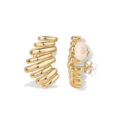 ✨  Gold-Plated Ear Climber Earrings – Elegant Ear Cuff Style