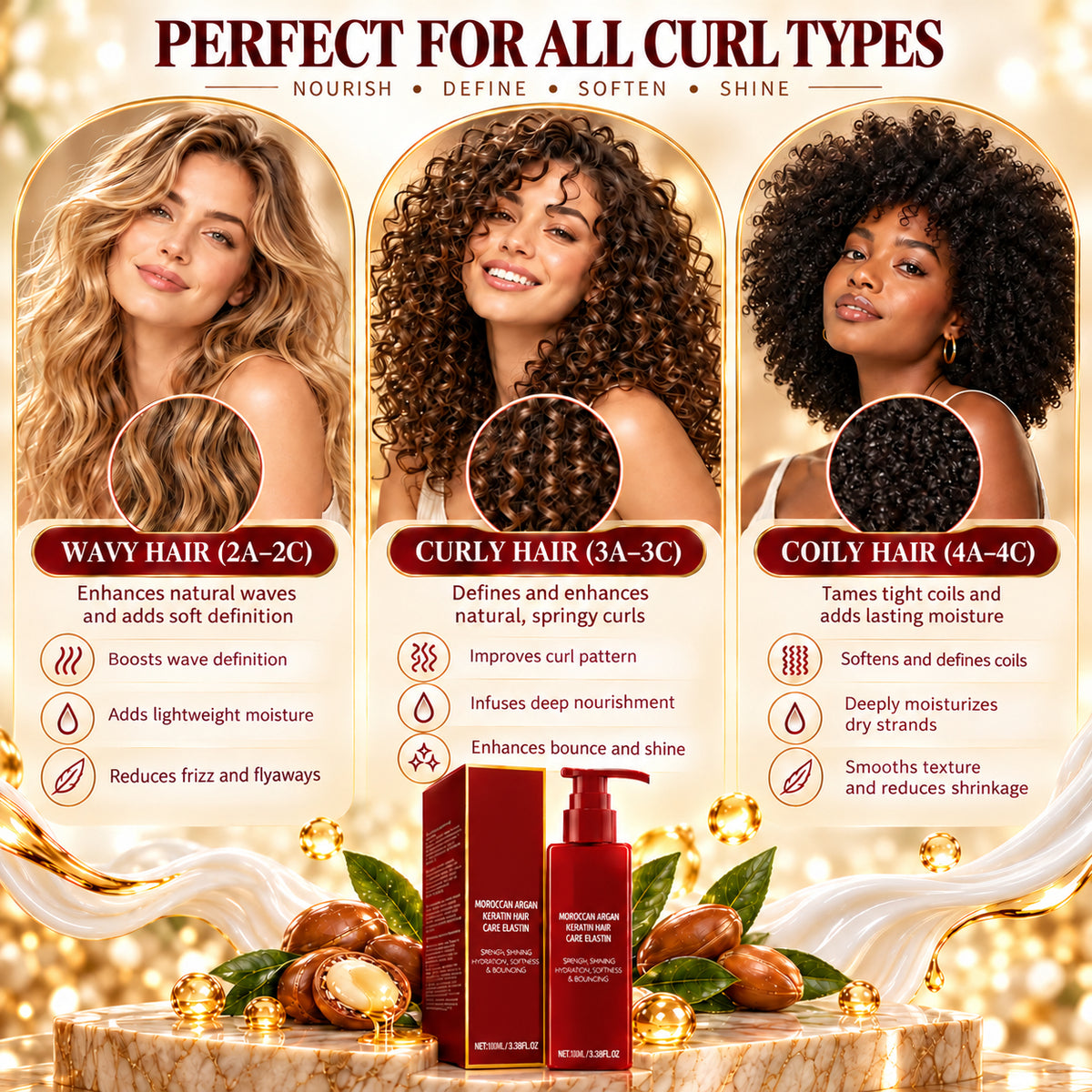 ✨ Leave-In Curl Defining Cream – Frizz Control, Moisture & Soft, Bouncy Curls