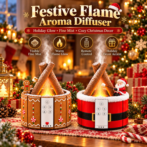 🎄 MerryMist Christmas Campfire Aroma Diffuser – Cozy Flame Glow & Festive Holiday Charm