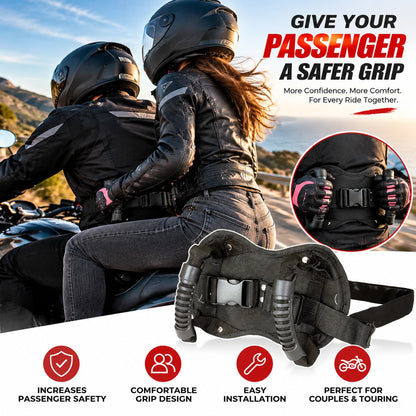 🏍️Motorcycle Passenger Grab Handle Belt – Adjustable Dual Grip Handles for Comfortable Riding💨