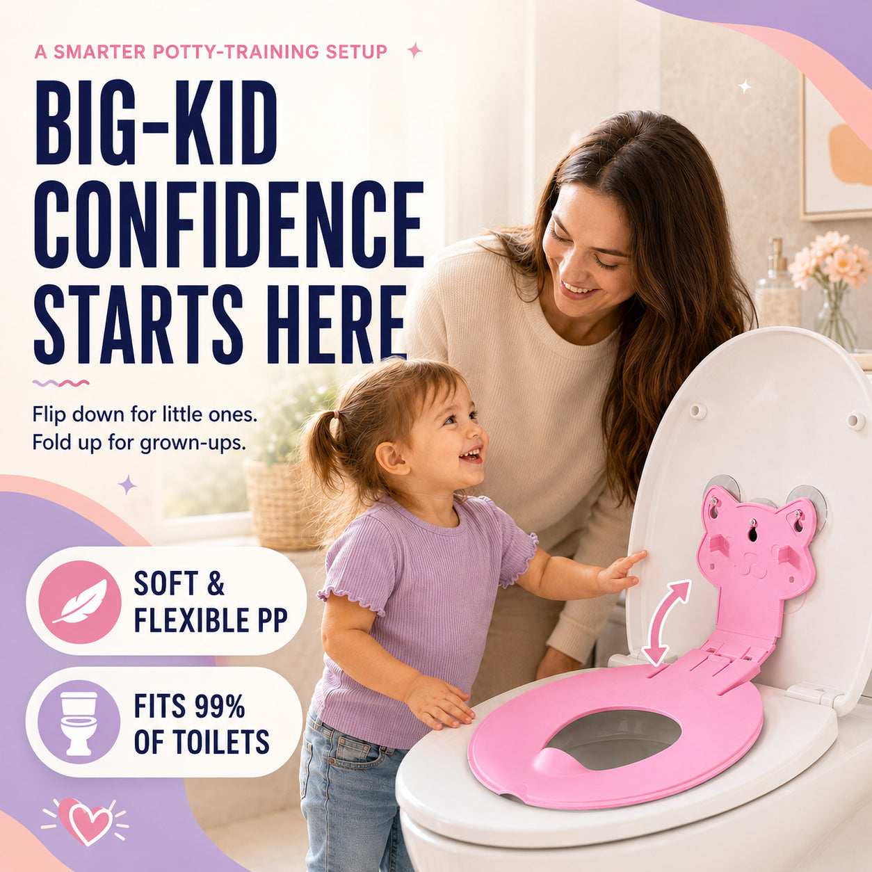 👶 Potty Training Made Easy & Stress-Free! 2-in-1 Flip-Down Toddler Toilet Seat ✨🚽