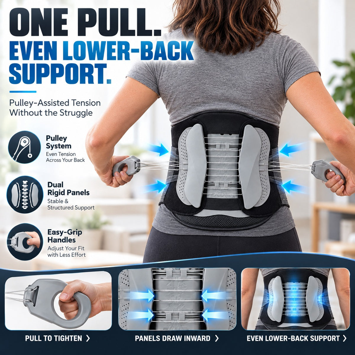 Adjustable Pulley Lumbar Support Brace – Easy-Pull Lower Back Support
