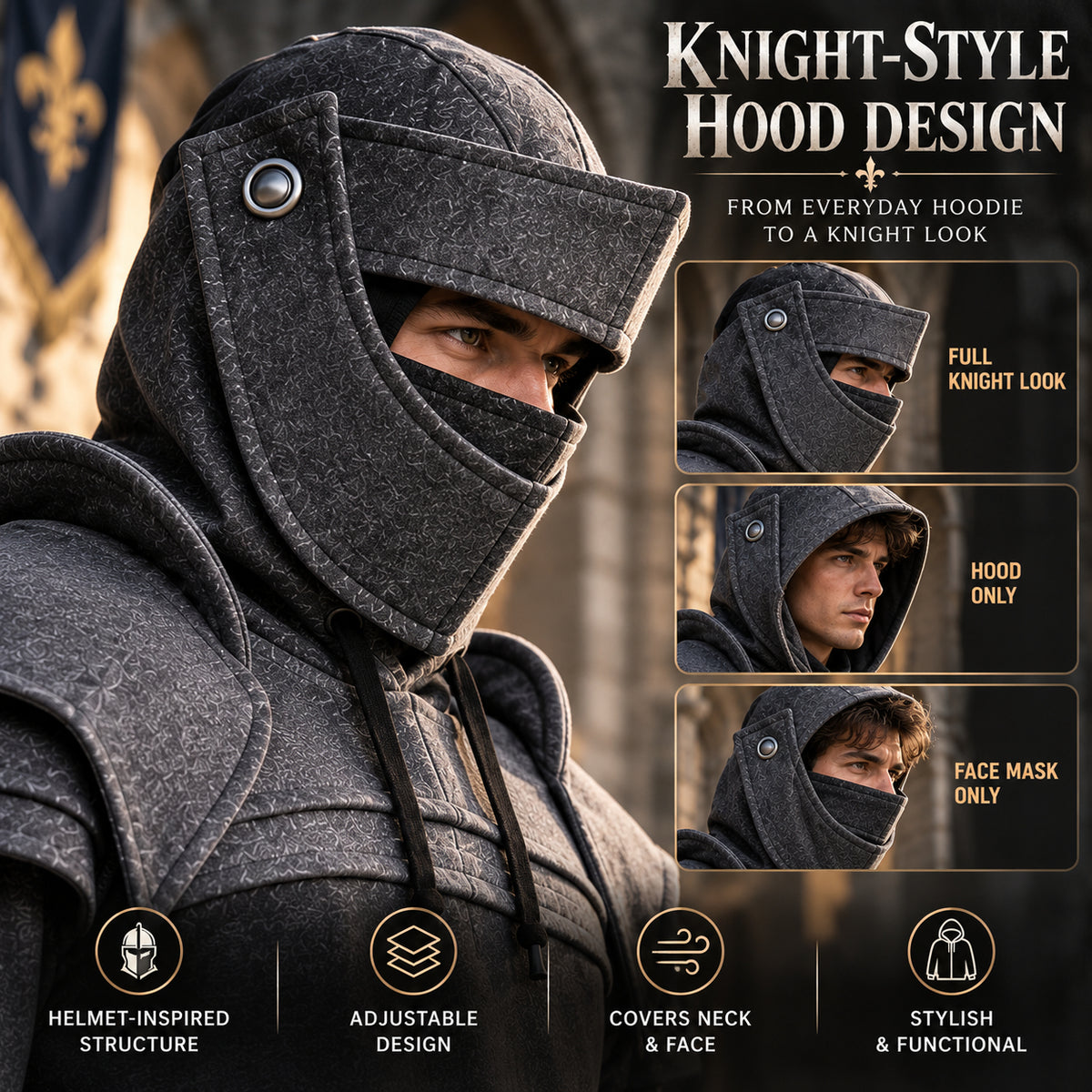 ⚔️ Knight-Inspired Armor Hoodie – Medieval Streetwear Style
