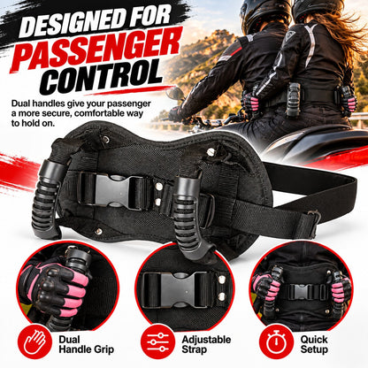 🏍️Motorcycle Passenger Grab Handle Belt – Adjustable Dual Grip Handles for Comfortable Riding💨
