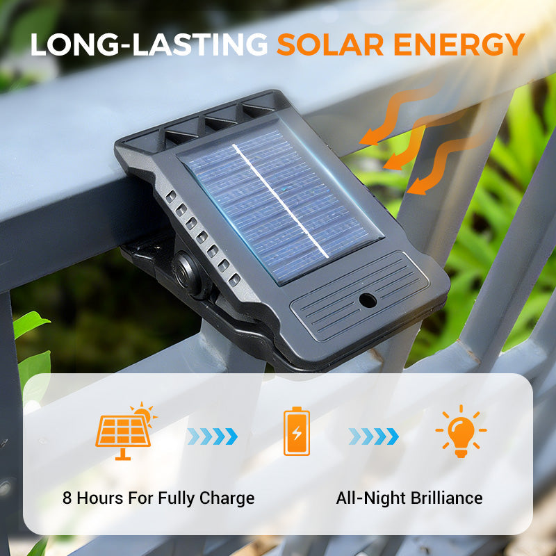 Built-in solar panel charging the outdoor clip light