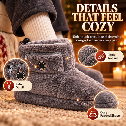 Electric Heated Plush Slippers – 5 Heat Settings, Soft Cozy Comfort