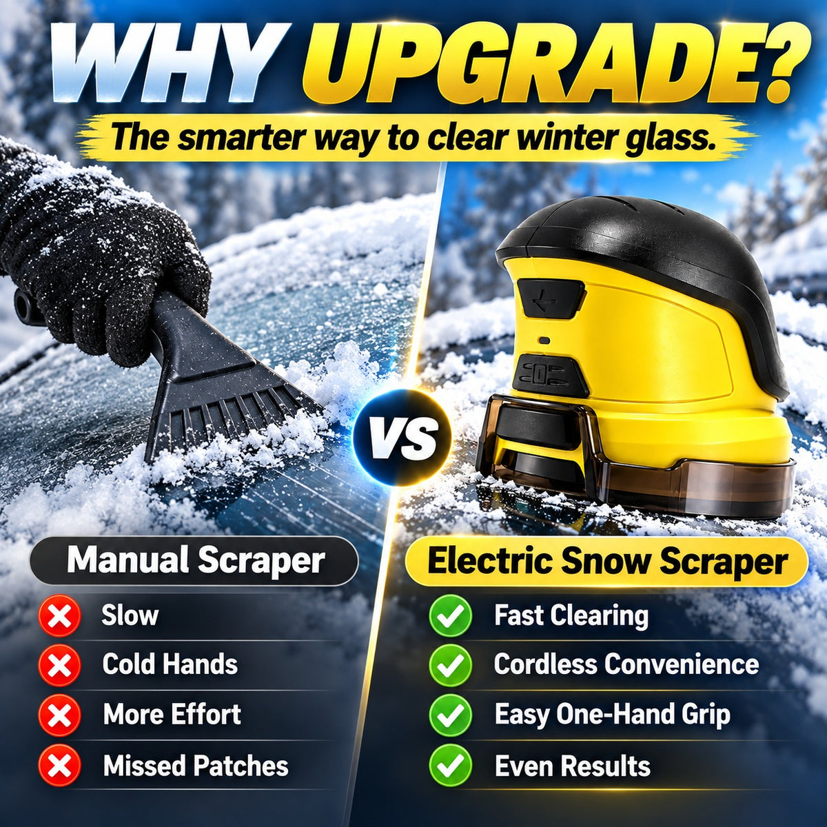 ❄️⚡ Cordless Electric Ice Scraper – Powerful 1600 RPM Rotation for Fast Frost & Ice Removal 🚗
