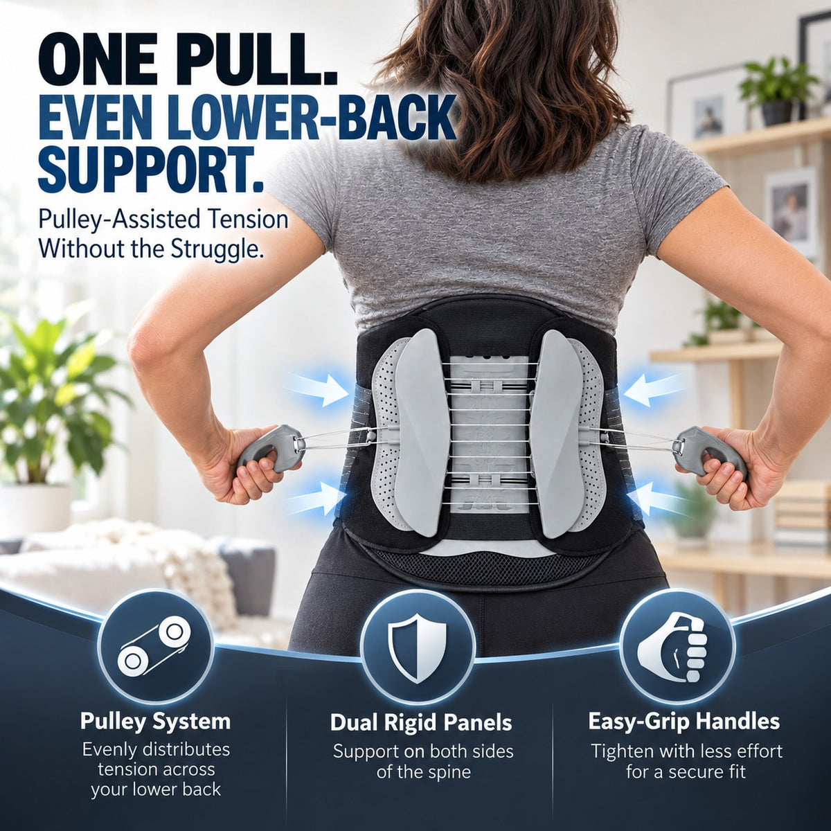 Adjustable Pulley Lumbar Support Brace – Easy-Pull Lower Back Support