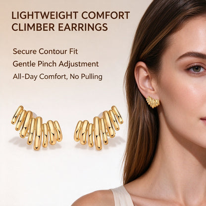✨  Gold-Plated Ear Climber Earrings – Elegant Ear Cuff Style