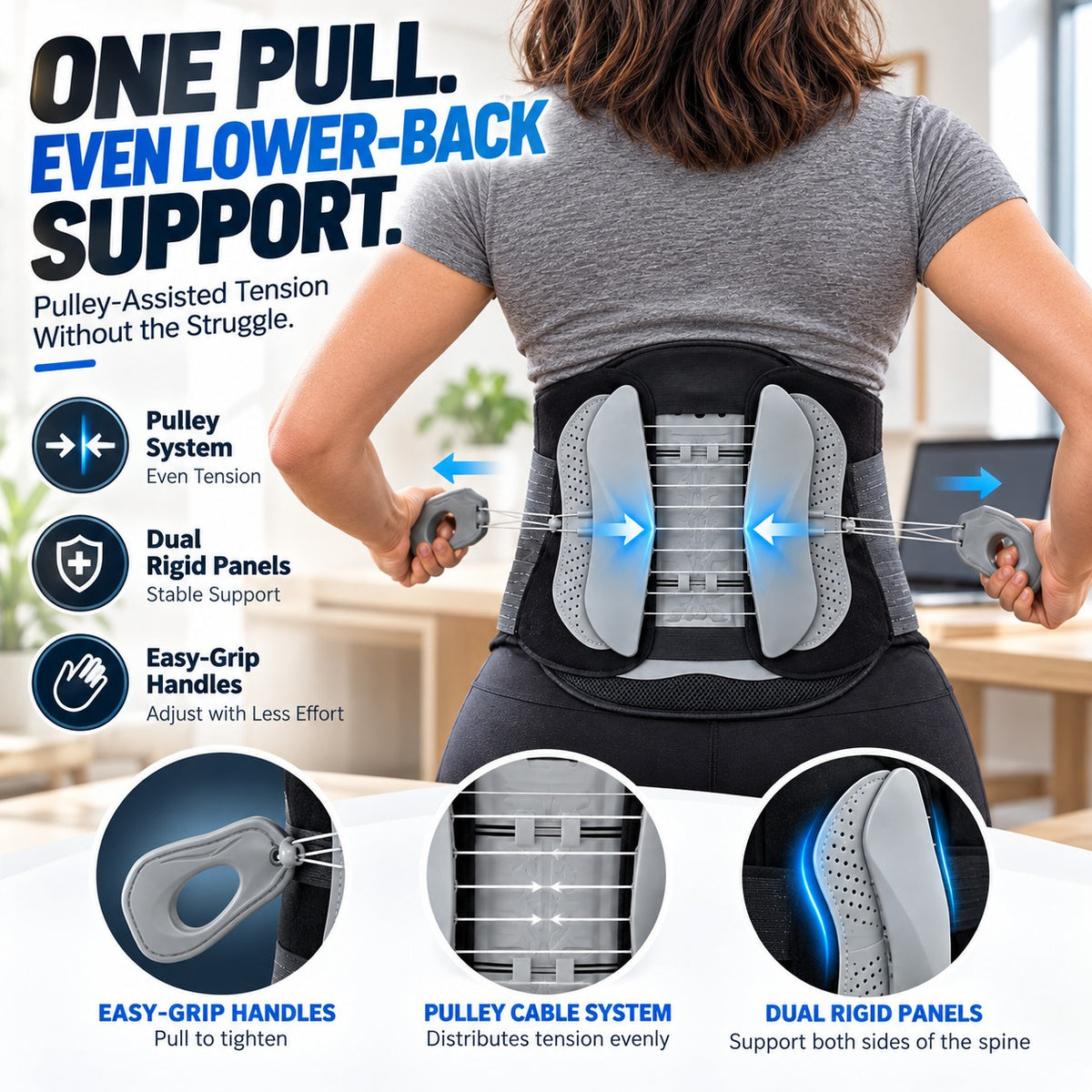 Adjustable Pulley Lumbar Support Brace – Easy-Pull Lower Back Support