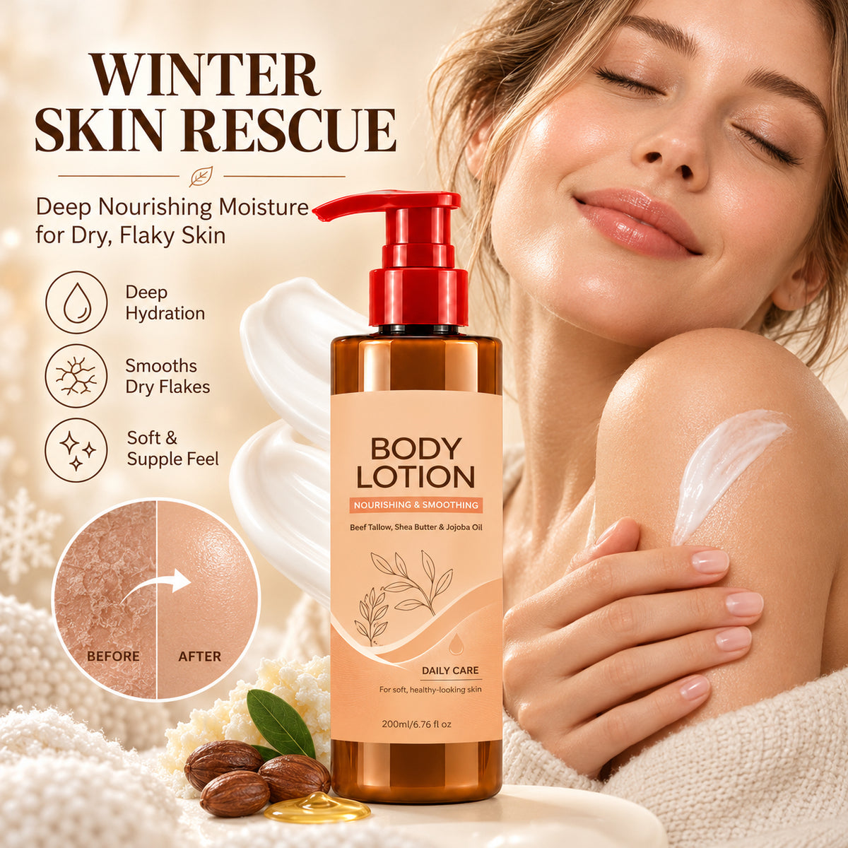 ❄️ Winter Skin Rescue! Deep Hydrating Body Lotion – Instant Relief for Dry & Flaky Skin 🧴