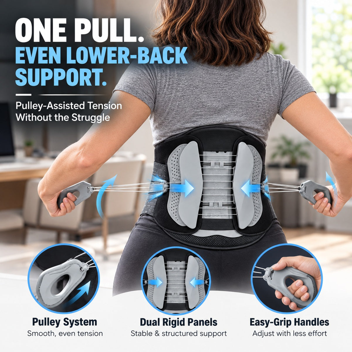 Adjustable Pulley Lumbar Support Brace – Easy-Pull Lower Back Support