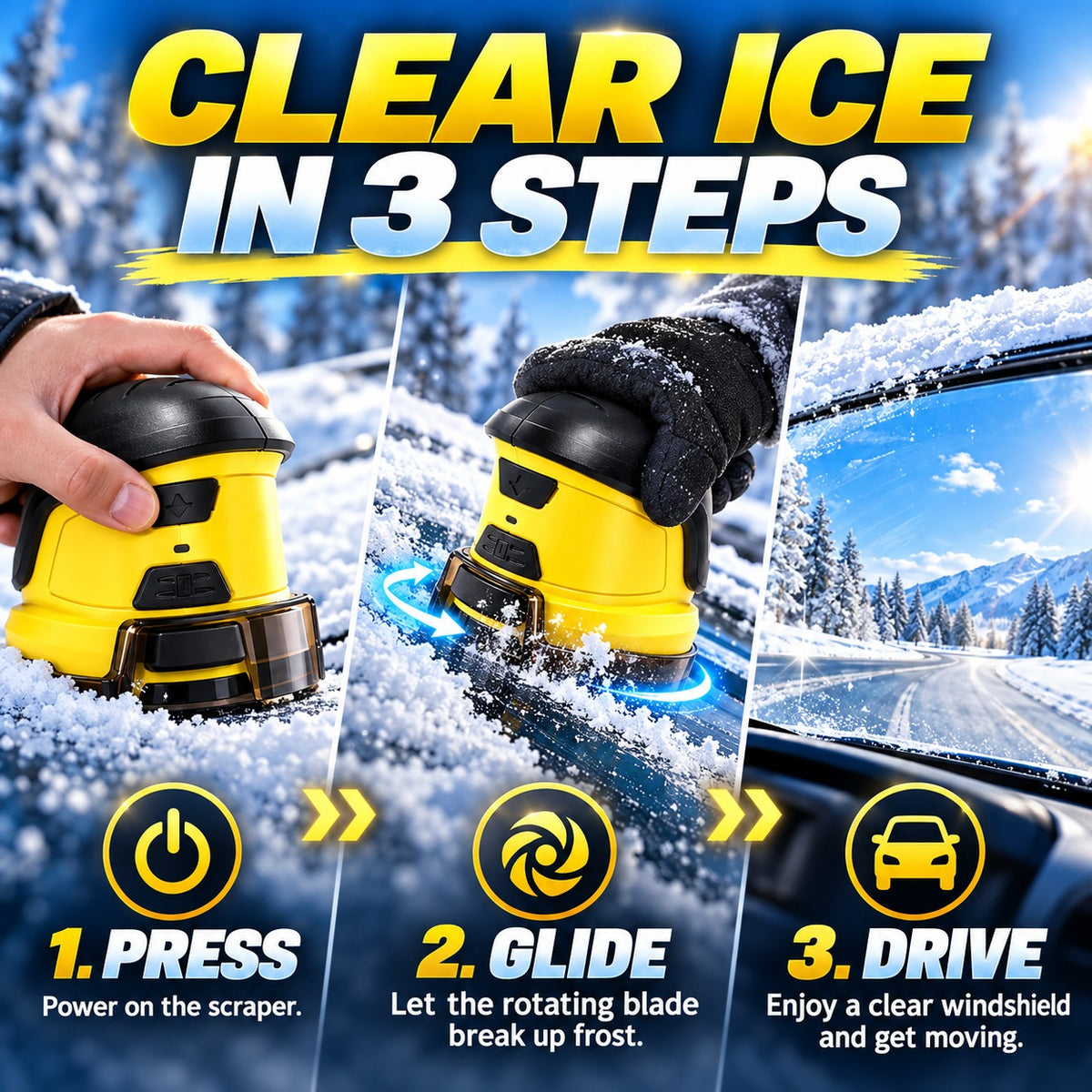 ❄️⚡ Cordless Electric Ice Scraper – Powerful 1600 RPM Rotation for Fast Frost & Ice Removal 🚗