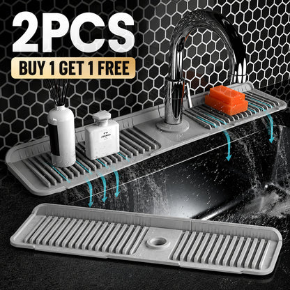 🔥 BUY 1 GET 1 FREE Keep Your Countertops Dry & Clean! — Anti-Slip Silicone Faucet Splash Catcher 🧽💦