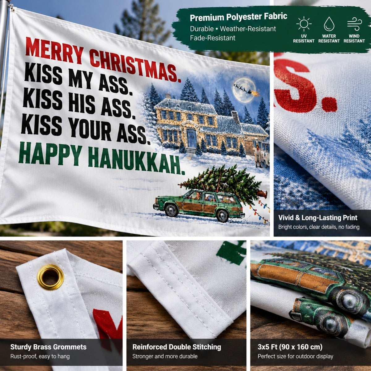 🎄Fun Christmas Flag – 3x5 ft Retro Holiday Humor Decoration