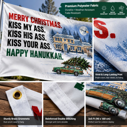 🎄Fun Christmas Flag – 3x5 ft Retro Holiday Humor Decoration