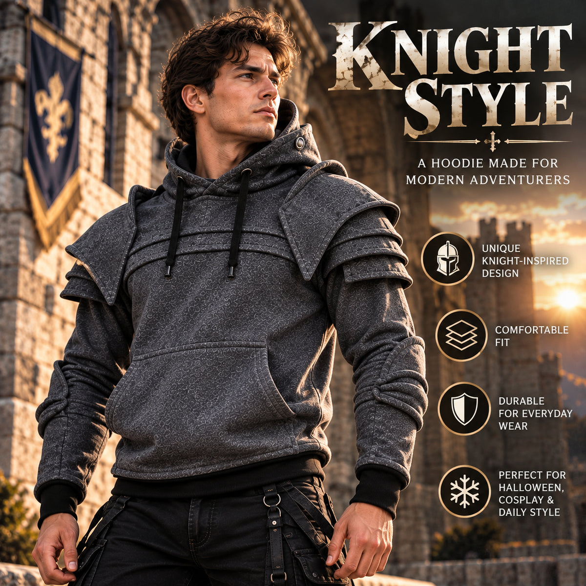 ⚔️ Knight-Inspired Armor Hoodie – Medieval Streetwear Style