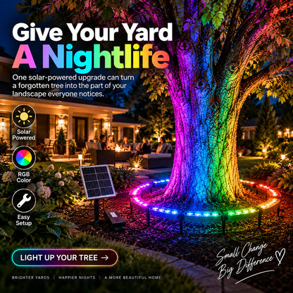 🌈 Solar RGB Tree Ring Lights – 7-Color Outdoor Landscape Lighting