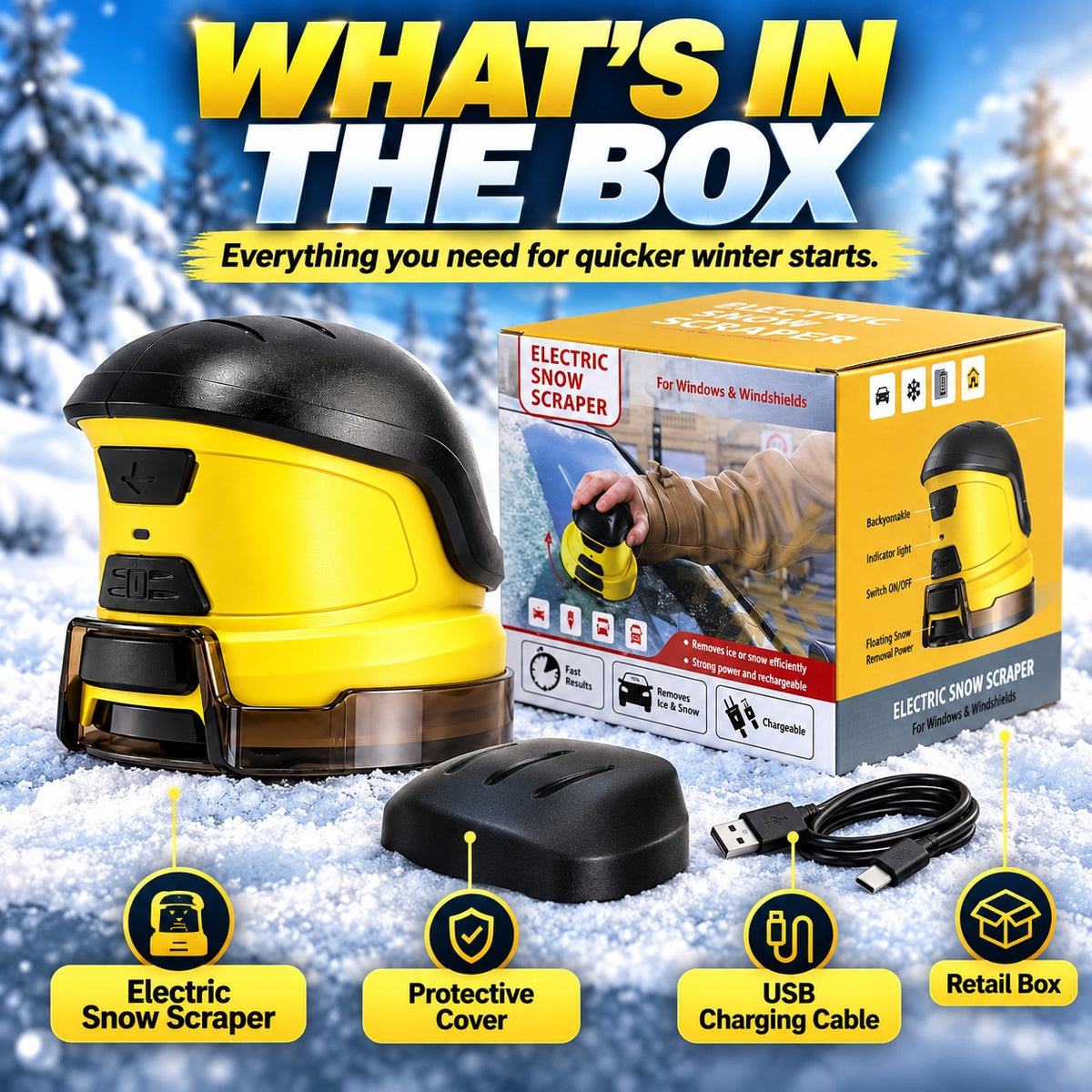 ❄️⚡ Cordless Electric Ice Scraper – Powerful 1600 RPM Rotation for Fast Frost & Ice Removal 🚗