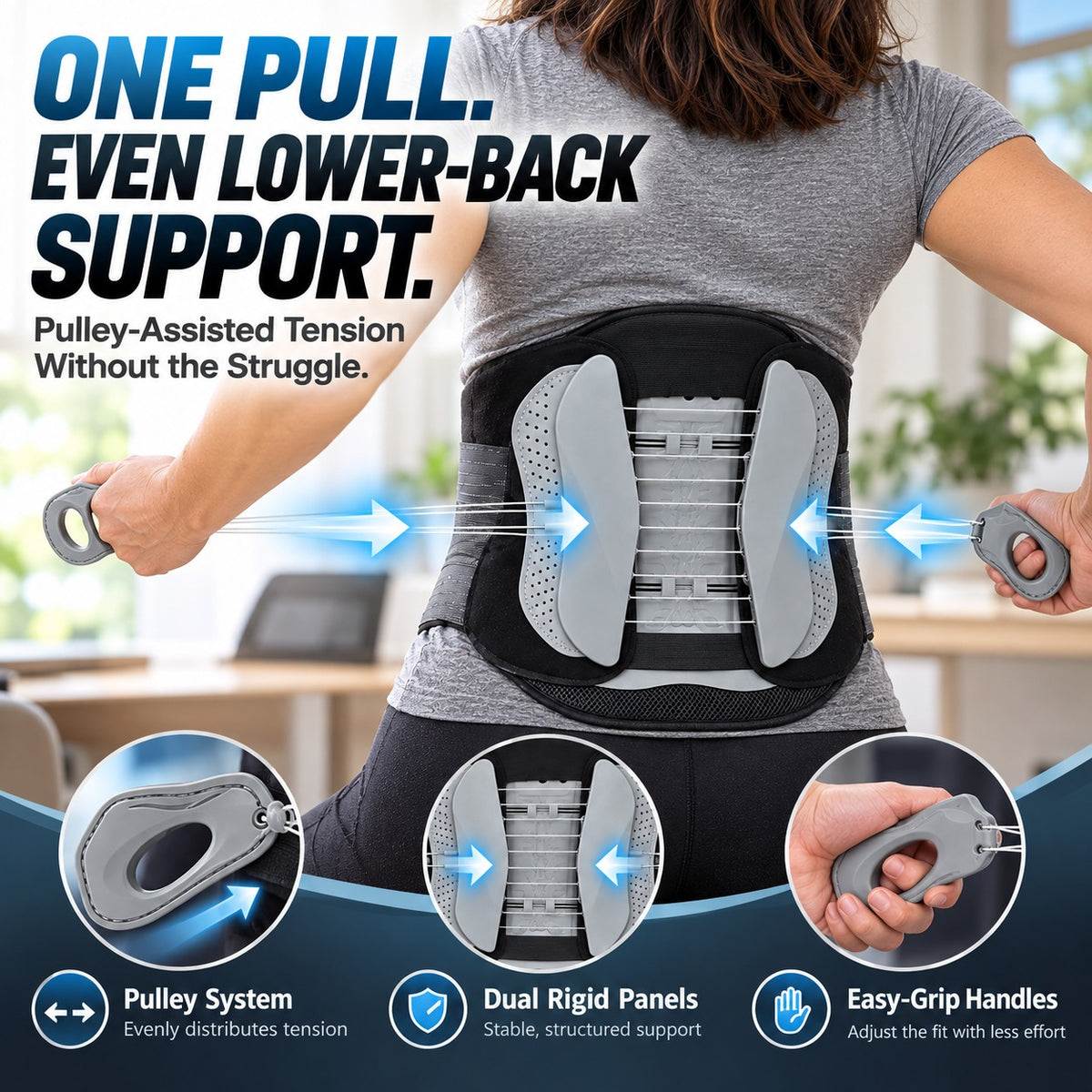 Adjustable Pulley Lumbar Support Brace – Easy-Pull Lower Back Support