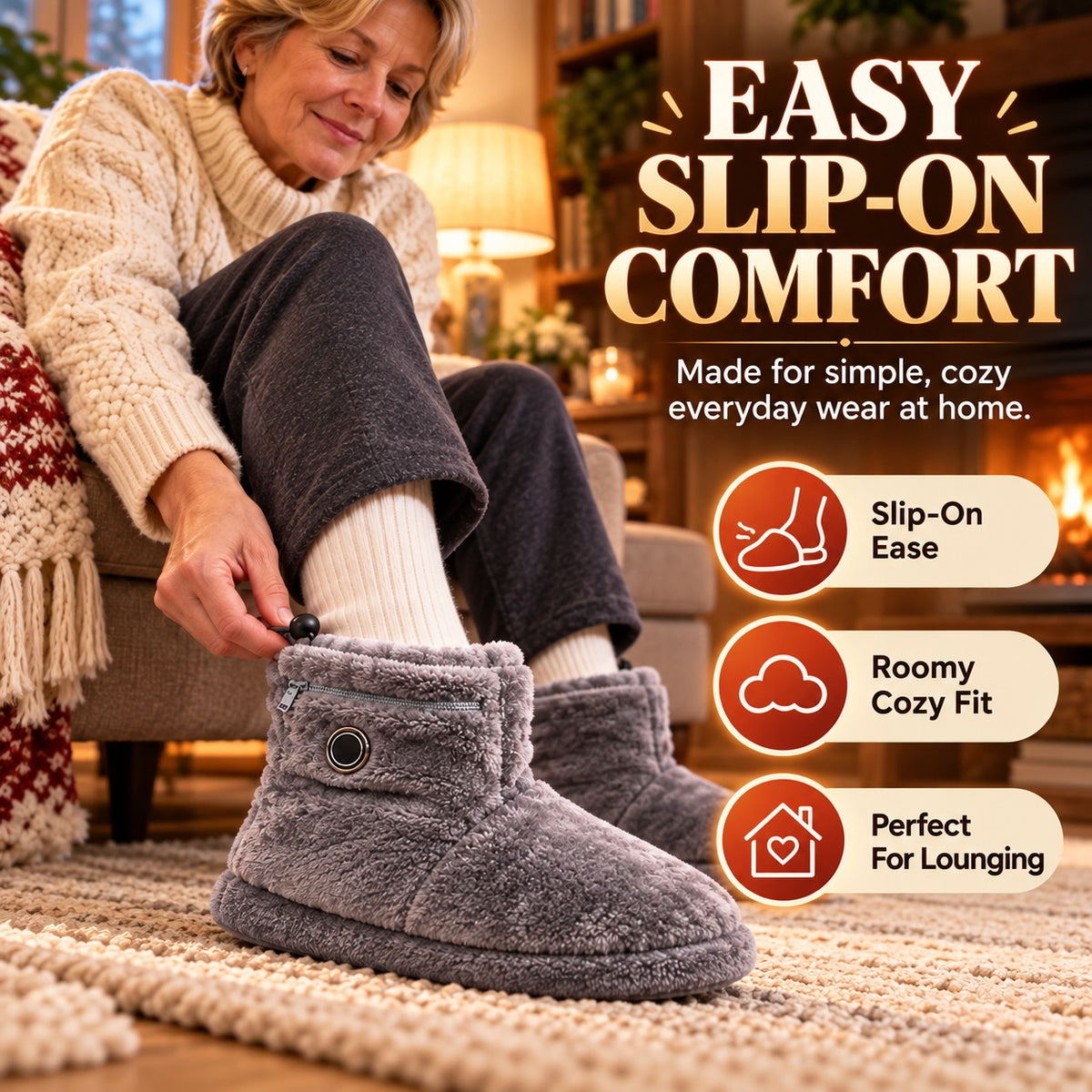 Electric Heated Plush Slippers – 5 Heat Settings, Soft Cozy Comfort