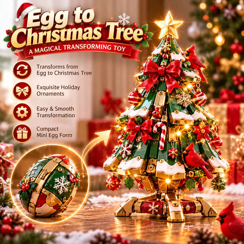 🎄✨ Magical Egg-to-Christmas Tree – Light-Up Transforming Holiday Decoration with Cardinal Details