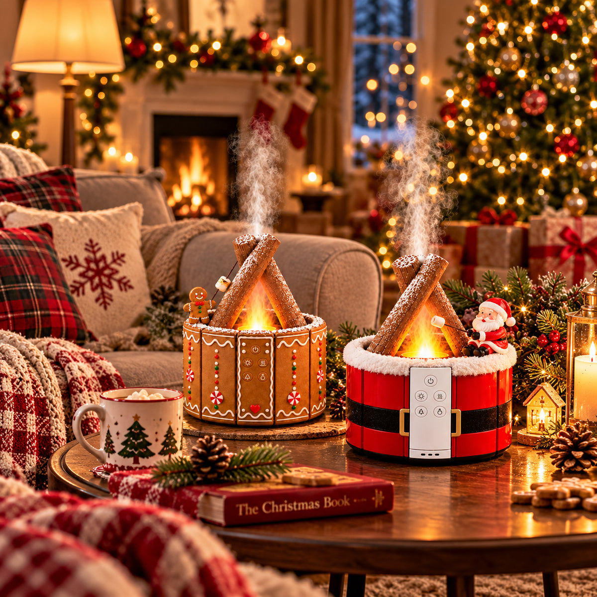🎄 MerryMist Christmas Campfire Aroma Diffuser – Cozy Flame Glow & Festive Holiday Charm