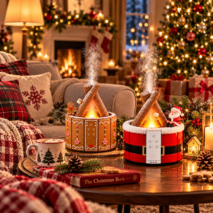 🎄 MerryMist Christmas Campfire Aroma Diffuser – Cozy Flame Glow & Festive Holiday Charm
