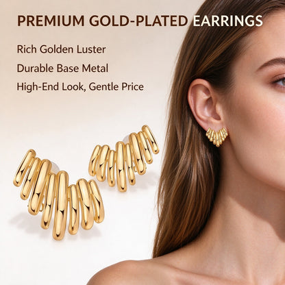 ✨  Gold-Plated Ear Climber Earrings – Elegant Ear Cuff Style