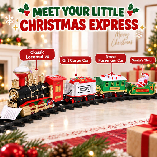 🎄🚂 Christmas Magic Express Train Set – Around the Tree with Lights, Sounds & Steam ✨🎅