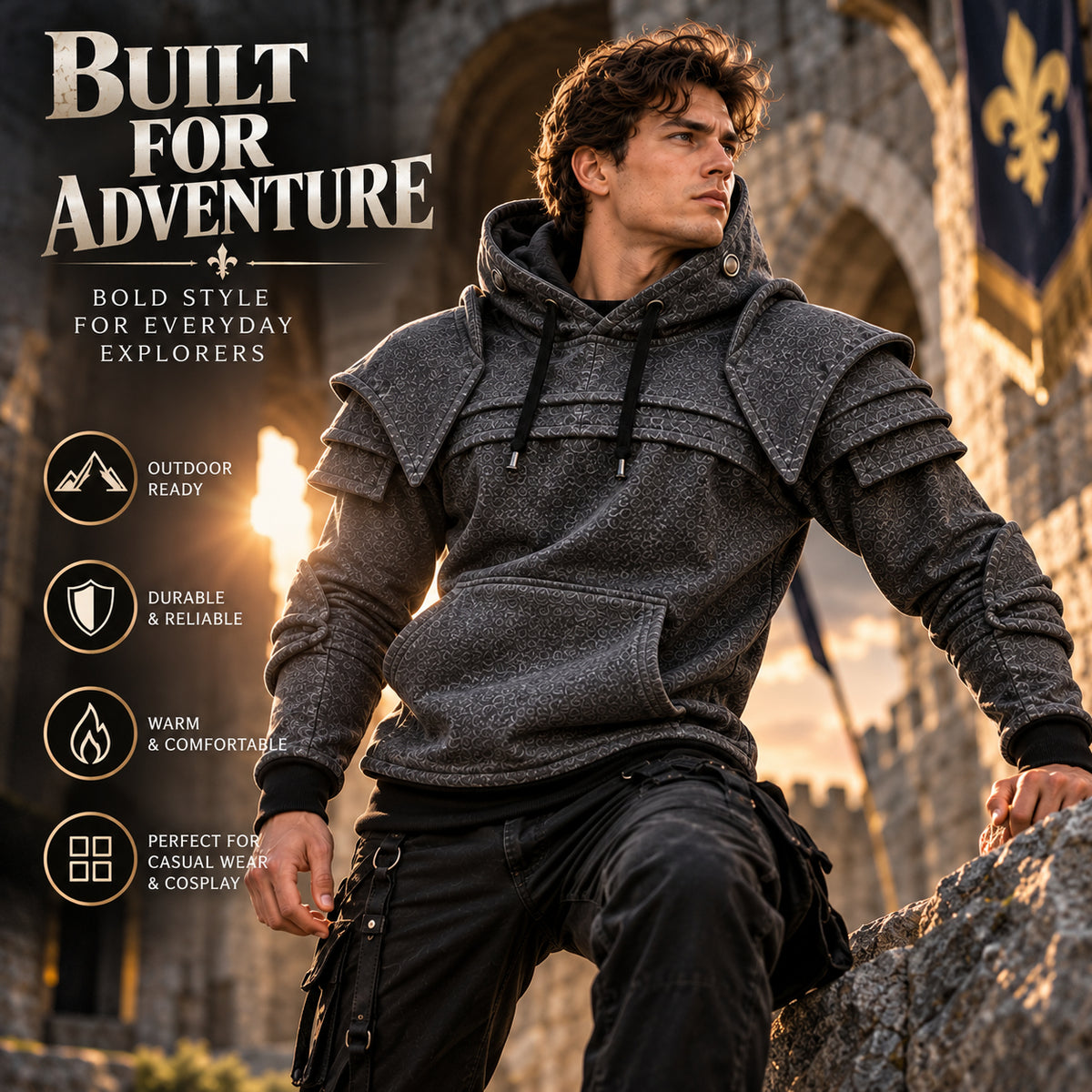 ⚔️ Knight-Inspired Armor Hoodie – Medieval Streetwear Style