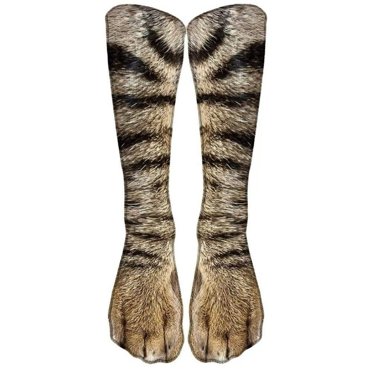Realistic Cat Paw Socks – Cute Fur Print & Pink Paw Pad Design 🐾