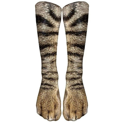 Realistic Cat Paw Socks – Cute Fur Print & Pink Paw Pad Design 🐾