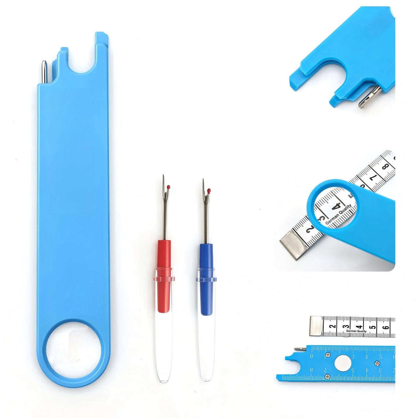 Sewing Machine Needle Threader with Guide, Magnet & Ruler