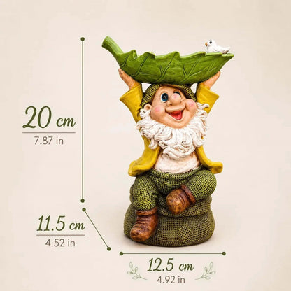 🍃Whimsical Garden Gnome Bird Feeder Statue – Charming Leaf Tray Garden Decor