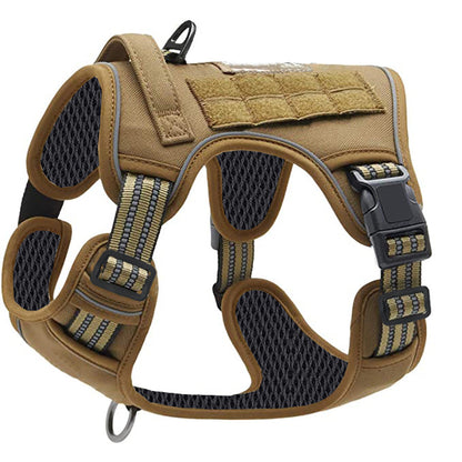 🐕Tactical No-Pull Dog Harness with MOLLE & Reflective Trim