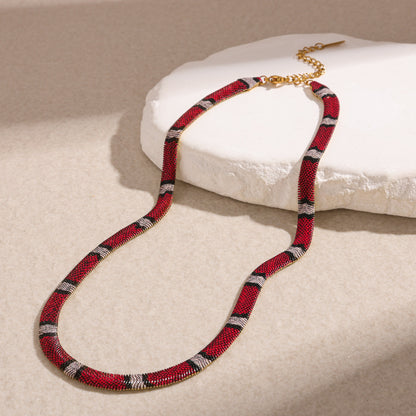 🐍 Realistic Snake-Inspired Necklace – Flexible Woven Statement Choker with Adjustable Fit