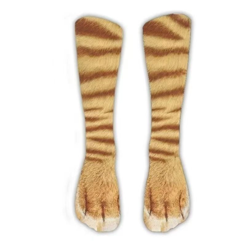 Realistic Cat Paw Socks – Cute Fur Print & Pink Paw Pad Design 🐾