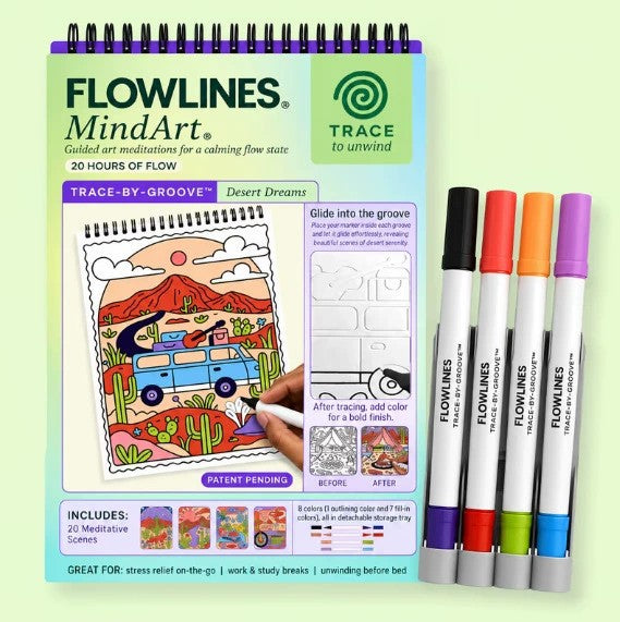 🎨 Unwind & Flow into Perfect Art Every Time! Trace-By-Groove Guided Flow Art Coloring Pad ✨🖍️