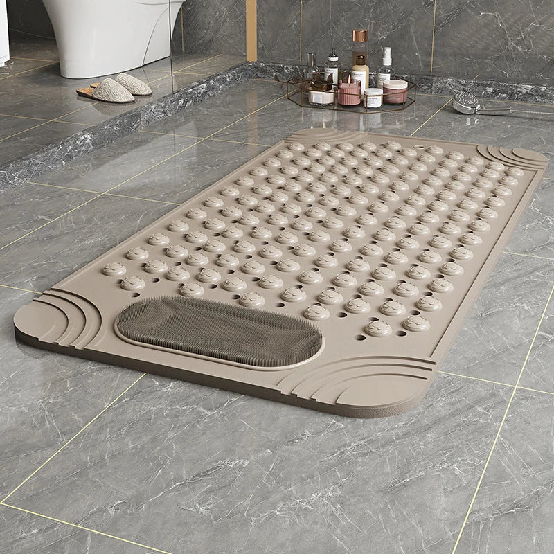 Non-Slip Shower & Bath Mat with Foot Scrubber (27"x15")