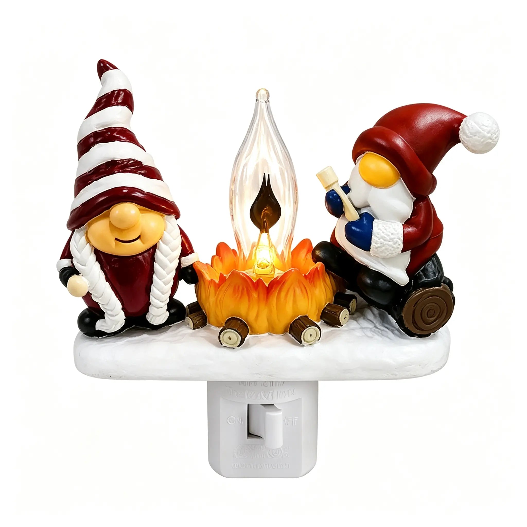 Red and white holiday gnome Christmas night light design