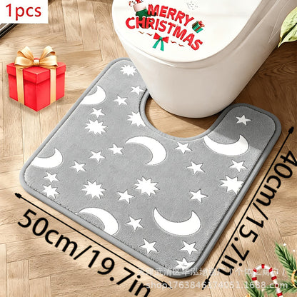 🌙 Glow in the Dark Moon & Star Bath Rugs – Soft 2-Piece Non-Slip Set✨