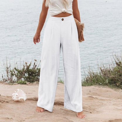 Women's High-Waisted Cotton Linen Wide-Leg Pants 🌿🎐