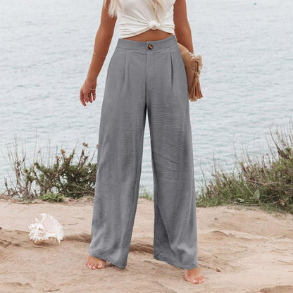Women's High-Waisted Cotton Linen Wide-Leg Pants 🌿🎐
