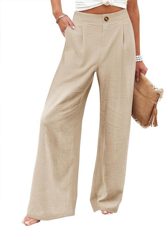 Women's High-Waisted Cotton Linen Wide-Leg Pants 🌿🎐