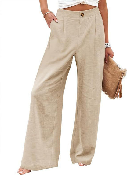 Women's High-Waisted Cotton Linen Wide-Leg Pants 🌿🎐