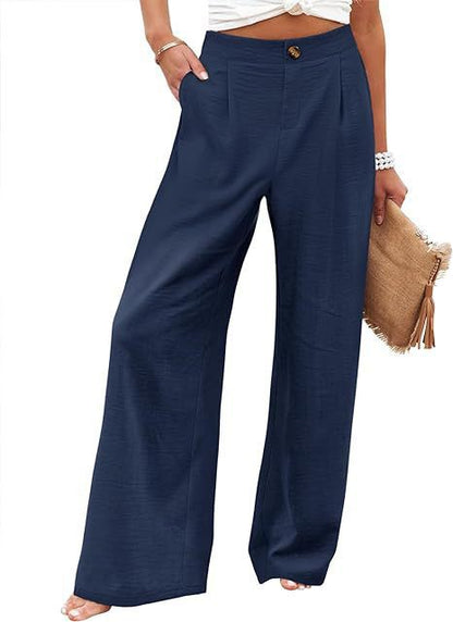 Women's High-Waisted Cotton Linen Wide-Leg Pants 🌿🎐
