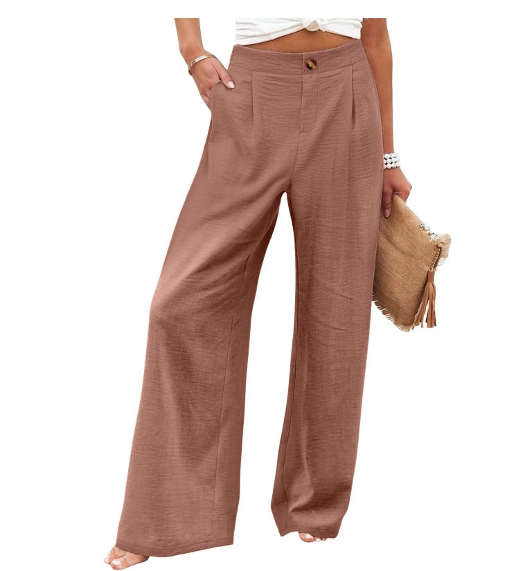 Women's High-Waisted Cotton Linen Wide-Leg Pants 🌿🎐