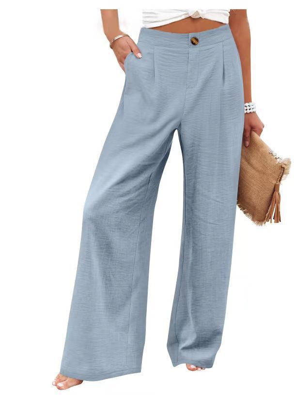 Women's High-Waisted Cotton Linen Wide-Leg Pants 🌿🎐