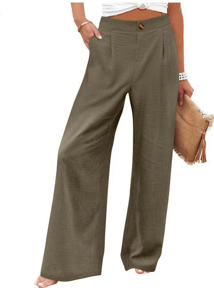 Women's High-Waisted Cotton Linen Wide-Leg Pants 🌿🎐